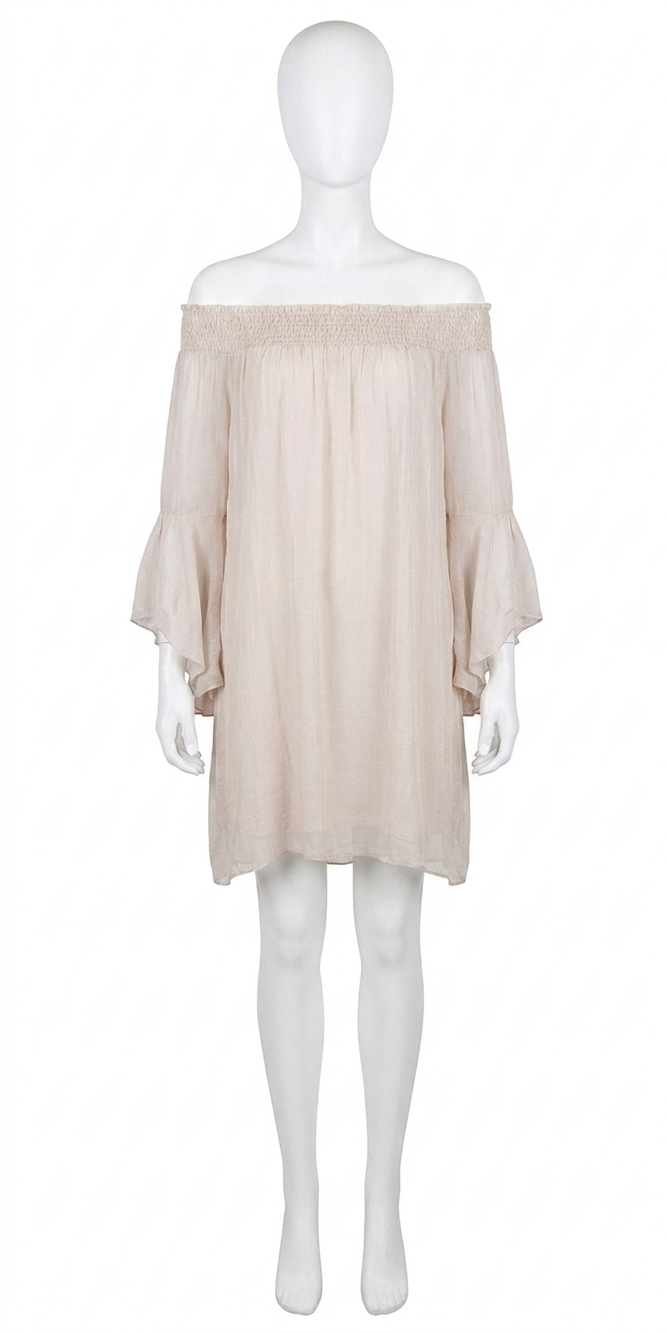 NEW GIGI MODA benedetta long sleeve mini dress in cream
